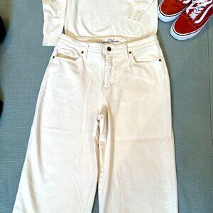 Universal Thread Highest Rise Wide Leg Crop Jeans Pants 12/31 Cream Color